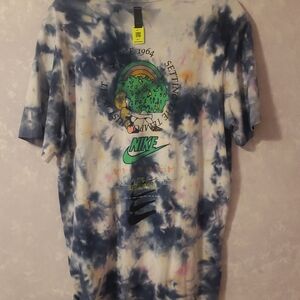 Nike Blue and White Tie-Dye T-Shirt